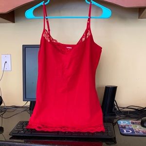 Women’s L Express Red with Lace Trim Tank Top